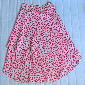 ANTONIO MELANI Red and Gray High-Low A-Line Midi Skirt